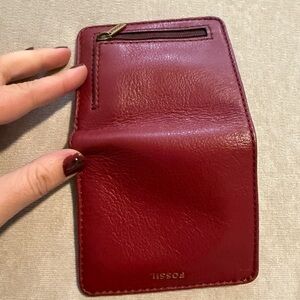 Fossil Burgundy Leather Card Holder